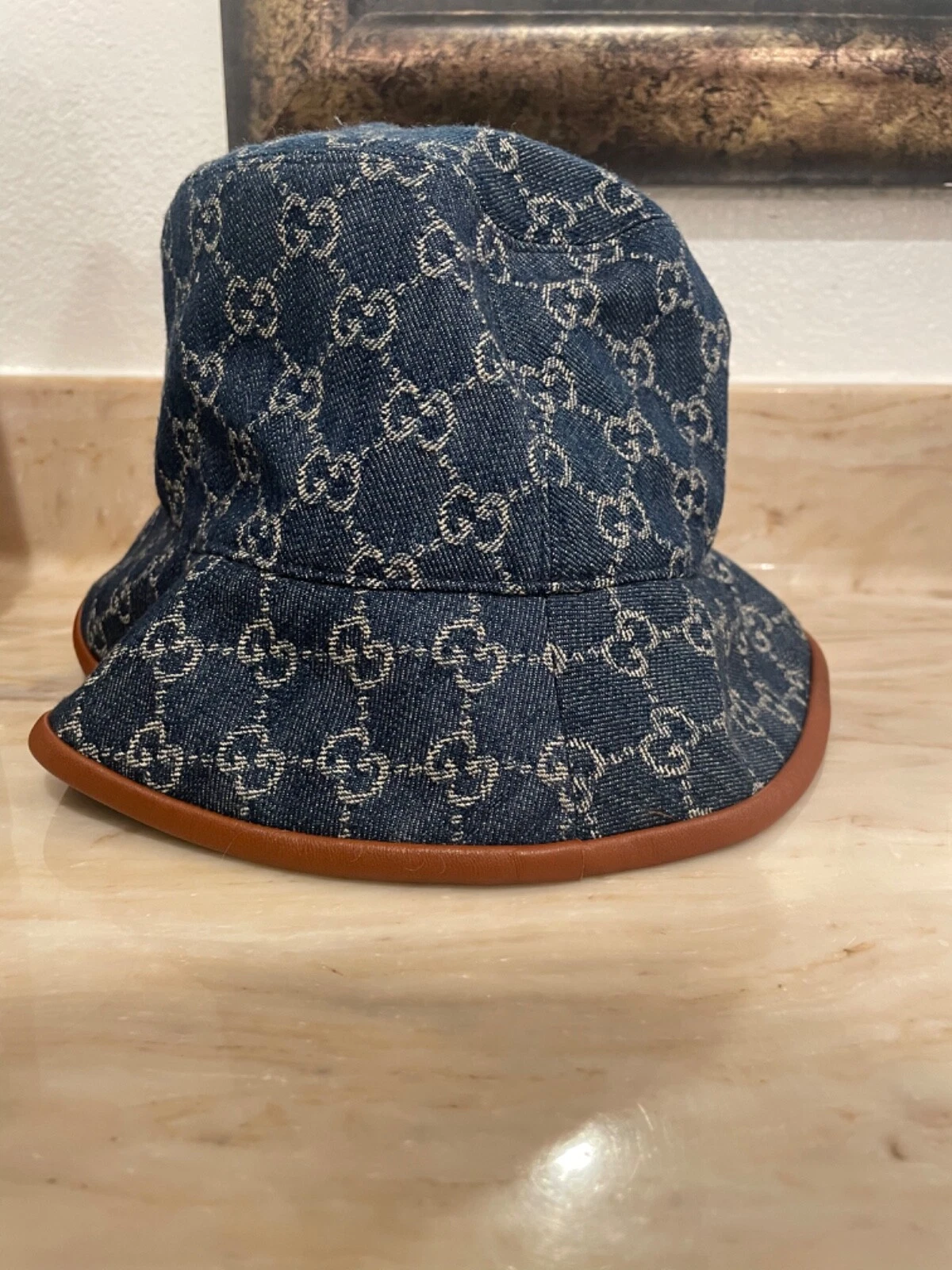 Chapeau seau Gucci GG denim bleu moyen
