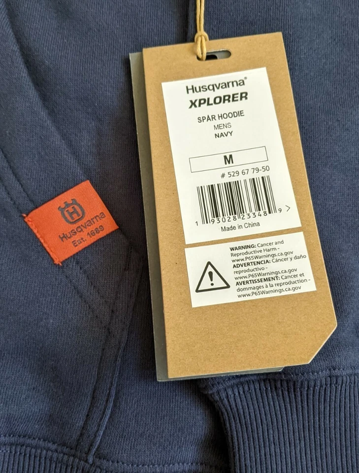 Husqvarna SPÅR (schwedisch für "Trail") marineblauer Pullover Hoodie Größe Herren Medium neu mit Etikett - Bild 4 von 4