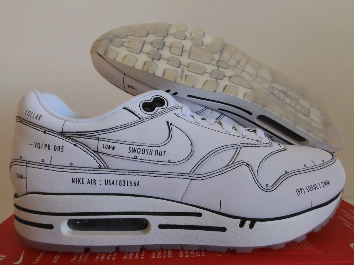 NIKE AIR MAX 1 SKETCH TO SHELF "SCHEMATIC" WHITE BLACK