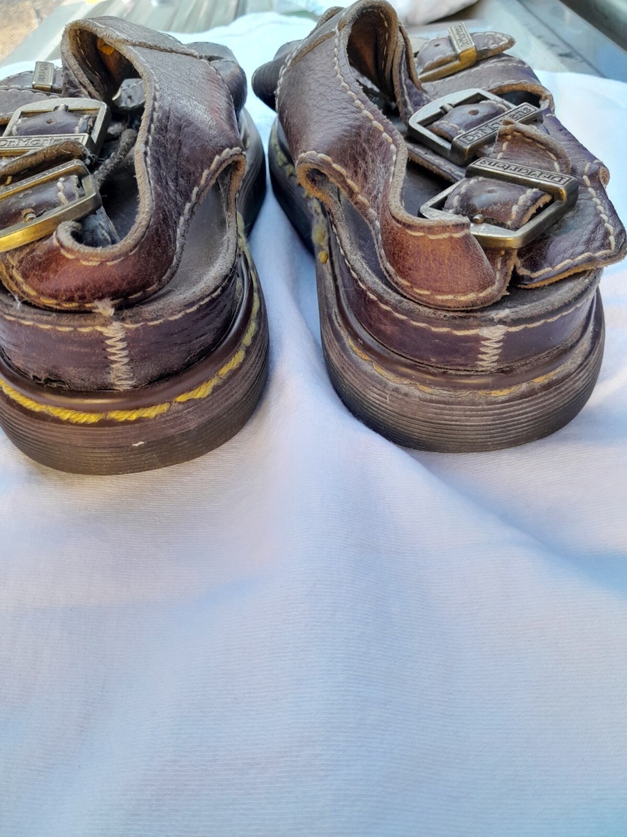 Vintage Doc Marten Womens Sz 7 39 EU T Strap Triple Buckle