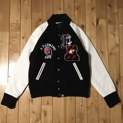 NFS limited Sleeve leather BAPE varsity jacket NIGO A Bathing Ape