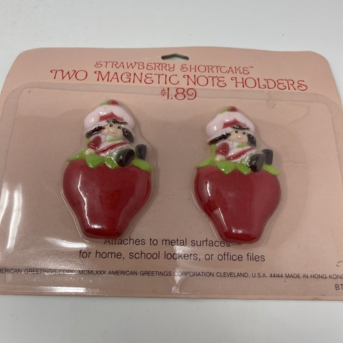 STRAWBERRY SHORTCAKE Refrigerator Magnets Vintage 1980 SET of 2 in Original Pkg - Picture 3 of 6
