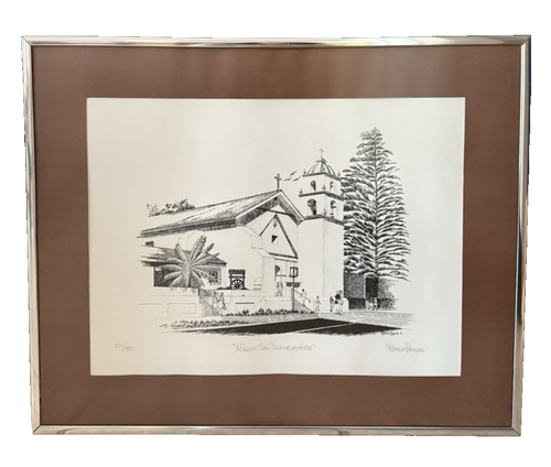 Norman Rangere 1st Edition 1976 Print Mission San Buena Ventura Signed #210/500 - Picture 2 of 11