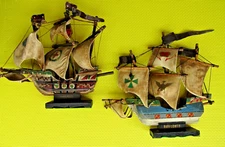 vintage desktop handmade wood model ships.