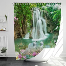 Landscape-Waterfall Shower Curtain Natural Landscape Bathroom Waterproof Decor