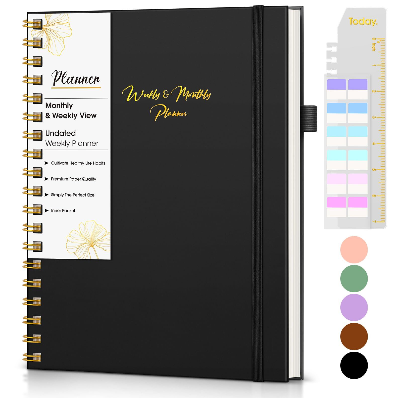 Undated Weekly and Monthly Planner B5 Large Weekly To Do List Notebook with G...