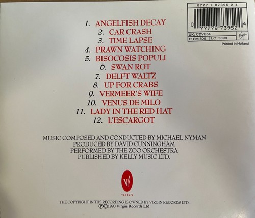 MICHAEL NYMAN - A Zed And Two Noughts Soundtrack CD 1990 Venture Exc Cond! - Picture 2 of 2