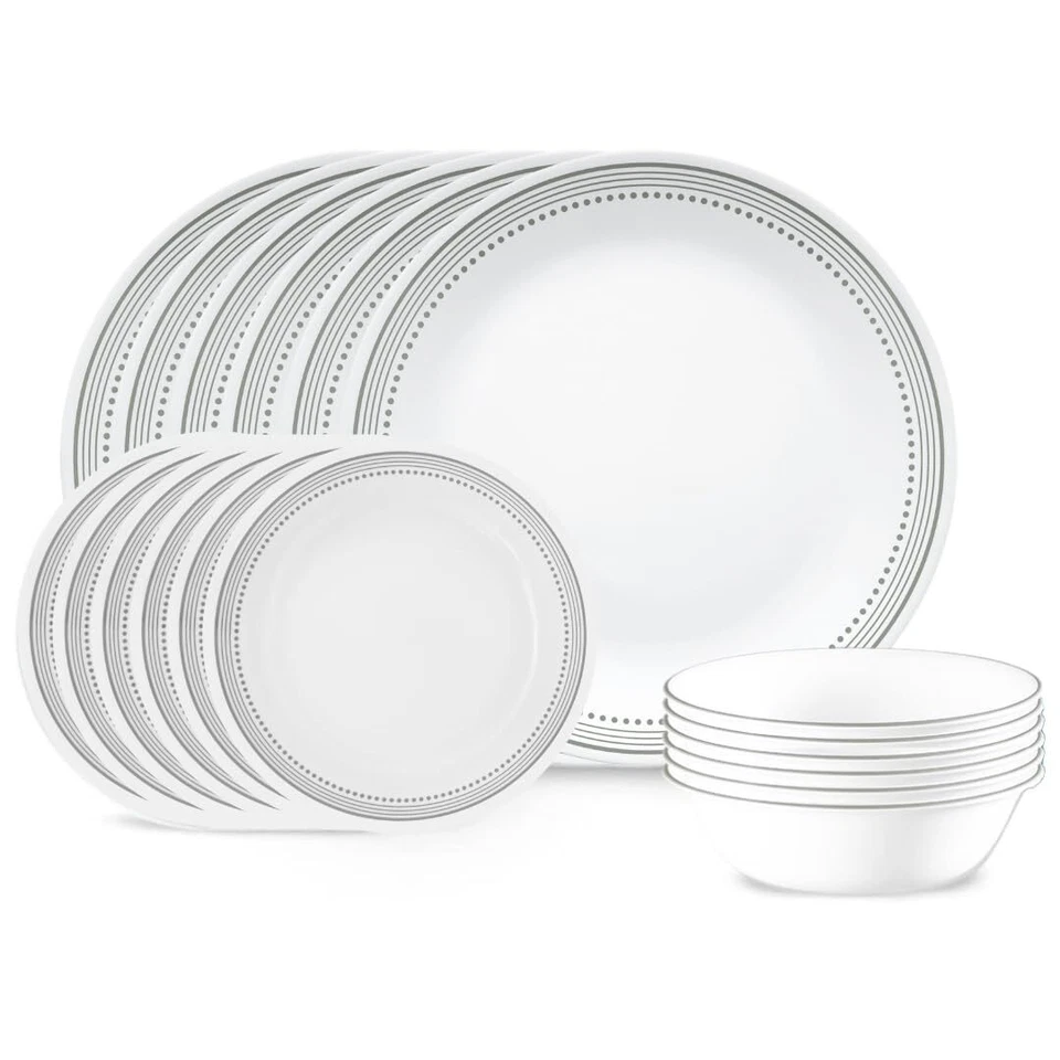 Corelle Vitrelle 17 Piece Service 5 Dinnerware Round Plates/Bowl NEW/MISSING ONE