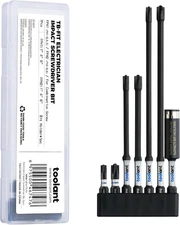 7Pcs Tb-Fit Electrician Impact Screwdriver Bit Set, 1/4” Hex-Shank S2 Steel, CNC