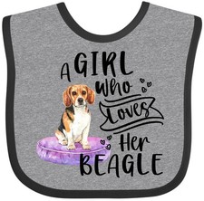 Inktastic A Girl Who Loves Her Beagle Baby Bib Animals Dog Tan I Love My Lover