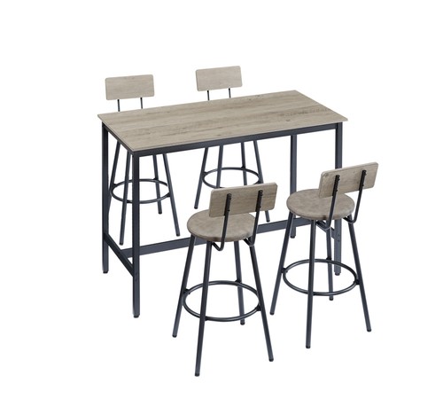 Set of 5 Kitchen Dining Table Set with 4 Bar Chairs for Kitchen Breakfast Table - Picture 4 of 14