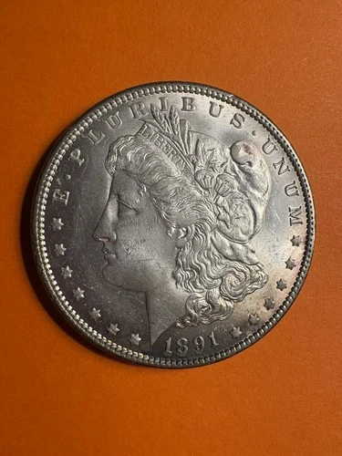 1891 P Morgan Silver Dollar AU/BU Slider  Better Date Morgan