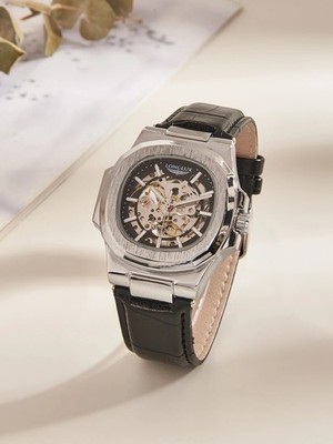 Waterproof Automatic Luxury mechanical leather Gift skeleton Men's Wrist Watches