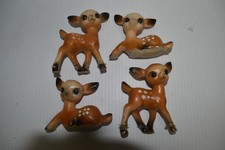 Small Plastic Fawn Deer BIG EYES Vintage CHRISTMAS LOT OF 4 QEG29 