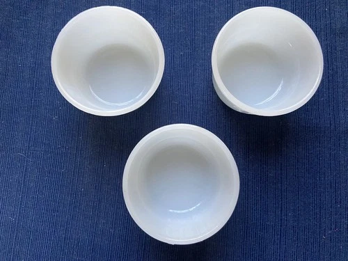 Glasbake Vintage Milk Glass Custard Cups Set Of 3