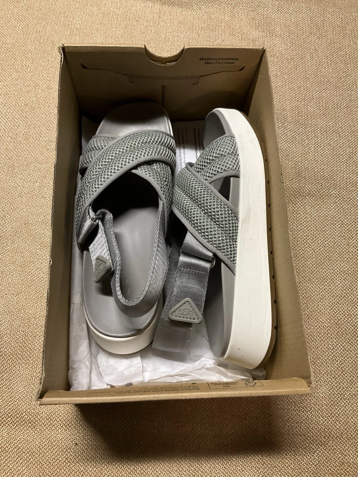 Sandali casual UGG donna Nella grigio bianco plateau slip on misura 6 sandalo rete