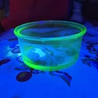 VTG Hazel Atlas Uranium Vaseline Refrigerator Dish Round Glass Green Bowl
