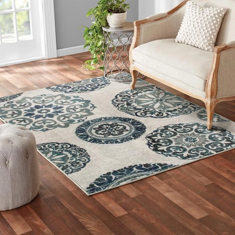 Juego de alfombras de área de 3 piezas para uso en interiores resistente a manchas patrón de medallón fácil cuidado Foto 3 de 4