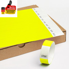 Einlassb&auml;nder Aus Tyvek Ohne Aufdruck 100 St&uuml;ck - 19X255 Mm Neongelb