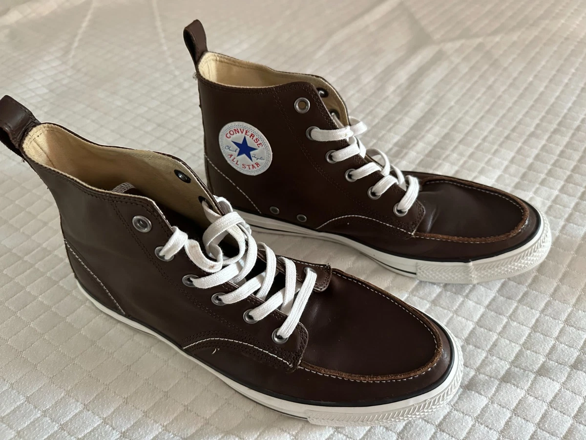 Converse CT All Star Brown White Leather Sneakers Shoes Mens Size 10 166073C New Converse All Star Brown Leather Chuck Taylor | Mercari main image 2