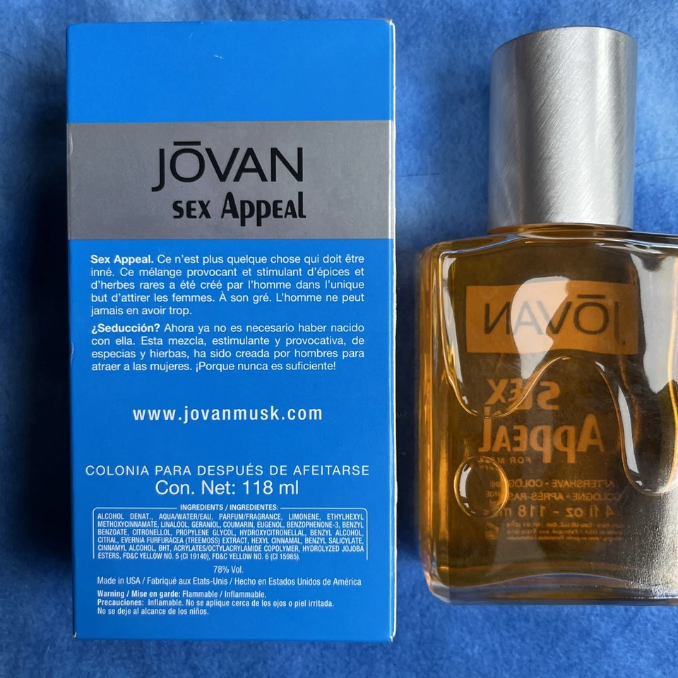 De colección Nuevo JOVAN SEX APPEAL Aftershave Colonia 4 FL OZ Con Caja Foto 2 de 4