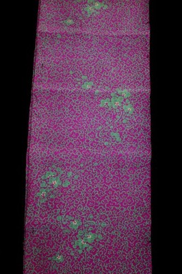 f-594  antique plain weave silk kimono fabric - plum branch - 14'' x 50''