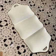 Lenox 3 Section Hors d'Oeuvre Appetizer Relish Tray Gold Trim EUC