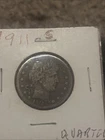 1911-S Barber Quarter Nice Condition!