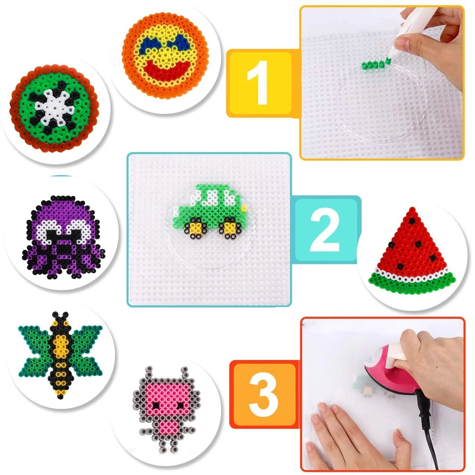 Malplay Bügelperlen Bügelschablonen 12000 Teile im Eimer Figuren Steckperlen  - Bild 4 von 4