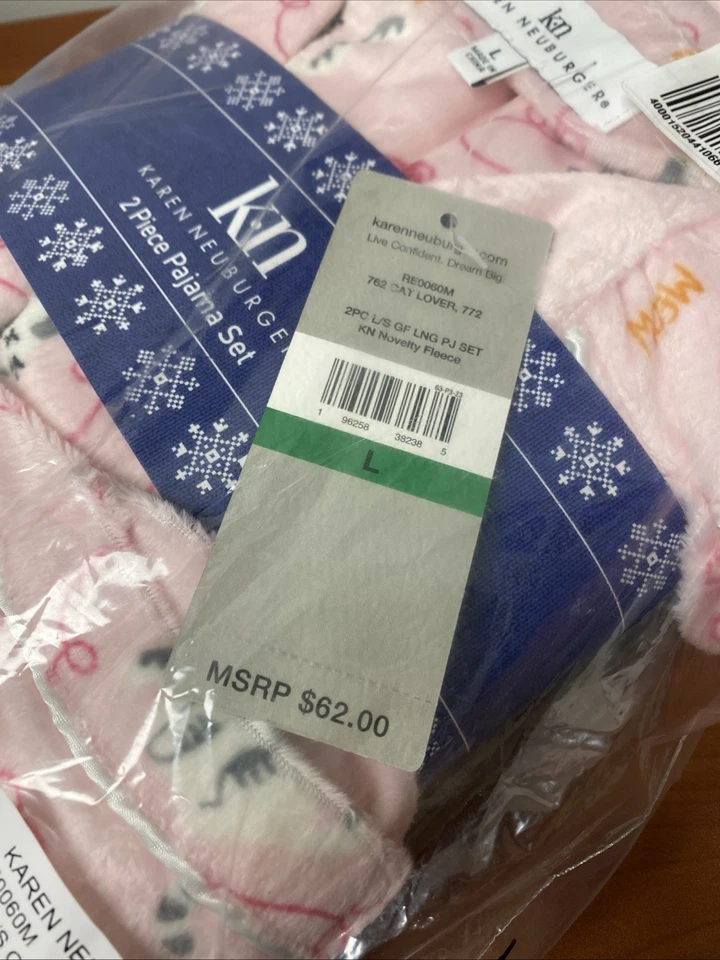 Conjunto de pijama polar rosa Karen Neuburger talla grande manga larga top y pantalones nuevo con etiquetas Foto 3 de 4