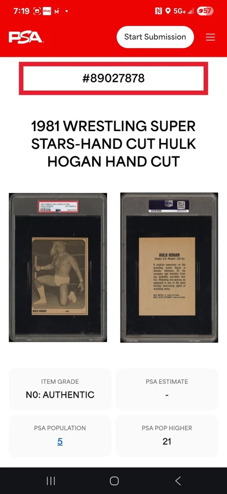 Tarjeta de novato 1981 Wrestling Superstars Magazine Hulk Hogan Foto 4 de 4