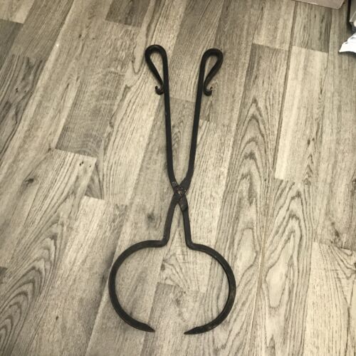 Fireplace Black Ornate Xl Log Tongs 58 Cm 1.2 Kg Grapple Hook - Picture 1 of 7
