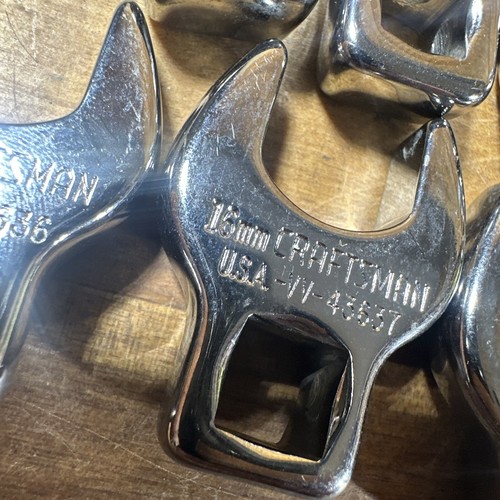 Craftsman 9-4363 VV 3/8” Drive 10 Pc. Metric Crow-Foot Wrench Set USA 10-19mm - Picture 8 of 21