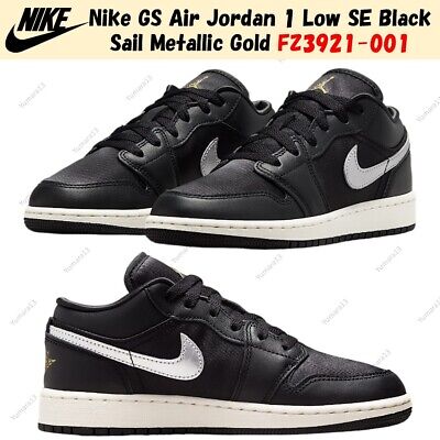 Nike GS Air Jordan 1 Low SE Black Sail Metallic Gold FZ3921 Nike GS Air Jordan 1 Low SE Black Sail Metallic Gold FZ3921