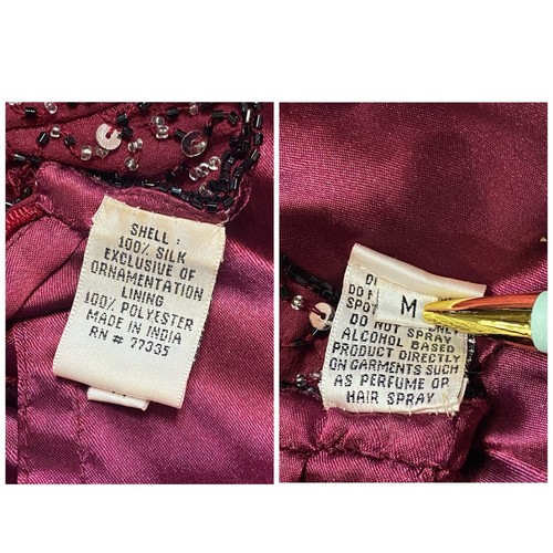 Y2K ROMY SCALA Kleid Seide Pailletten Neckholder hinten offen rot burgund Größe Medium - Bild 9 von 10