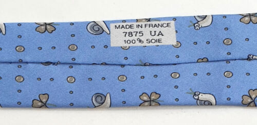 HERMÈS Paris orig. Vintage Krawatte 7875 UA 100% Seide blau Schnecken Klee - Bild 5 von 5
