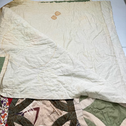 vintage handmade quilt twin double wedding ring 66x89 rustic primitive - Picture 10 of 12