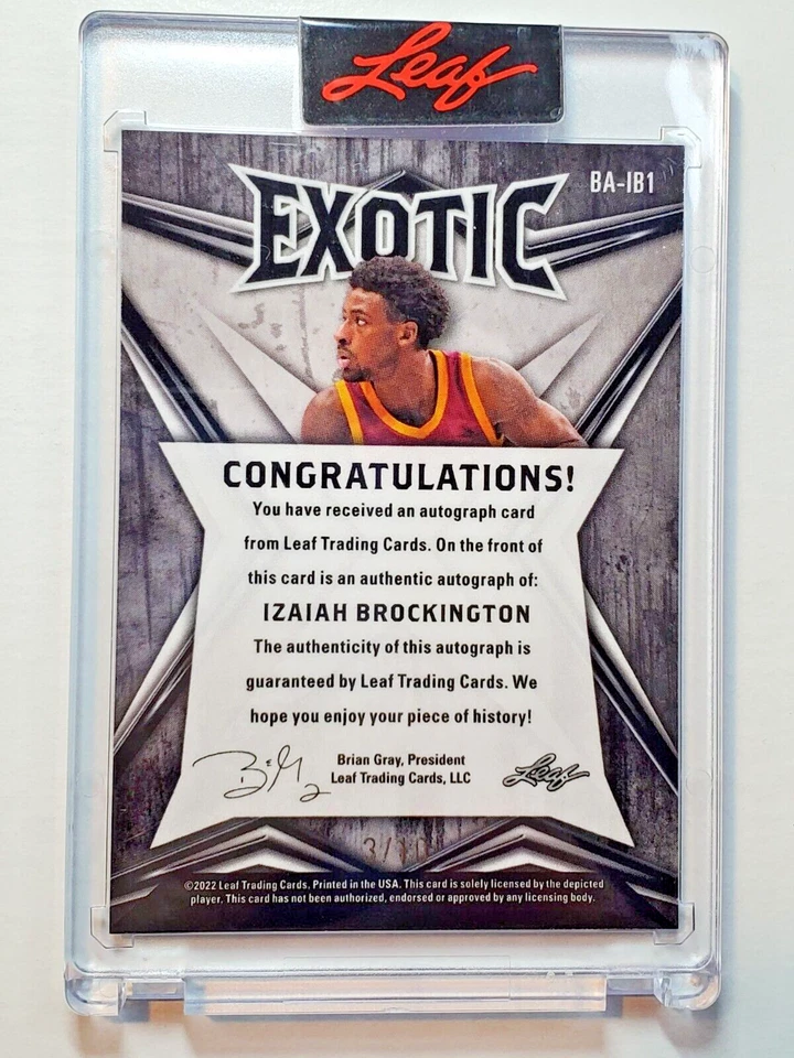 Izaiah Brockington 2022-2023 Leaf Exotic Snake Auto #BA-IB1 Rookie 3/10 Pelicans - Image 4 of 4