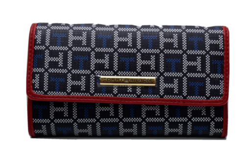 Tommy Hilfiger Logo Clutch Wallet Multi Blue White Red New! NWT - Picture 1 of 8