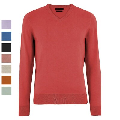 Herren Ex Store reine Baumwolle Langarm Pullover V-Ausschnitt Größen S M L XL 2XL 3XL 4XL