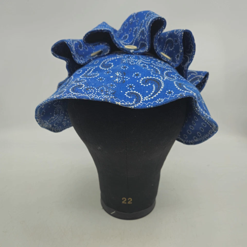 Vintage Sun Bonnet Hat Blue Paisley Bandana Pioneer Frontier Hollie Hobbie - Image 3 of 4
