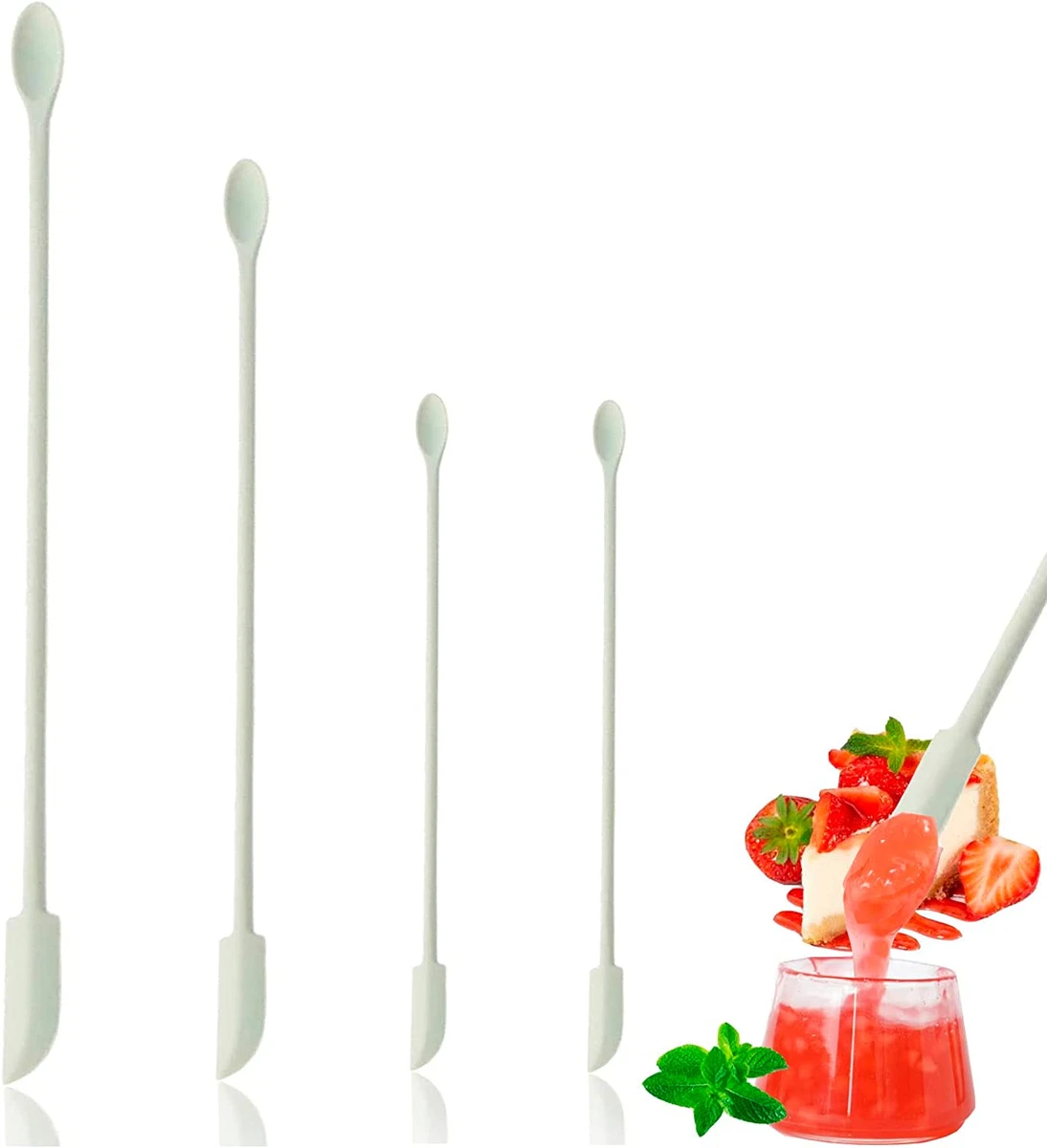 Mini Spatula, 4 PCS Small Spatula Spoon, Tiny Spatula, Mini Silicone Spatula  to