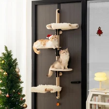 Mewoofun 4-Level Hanging Cat Tree Door Mounted Climber Cat Hammock for Indoor