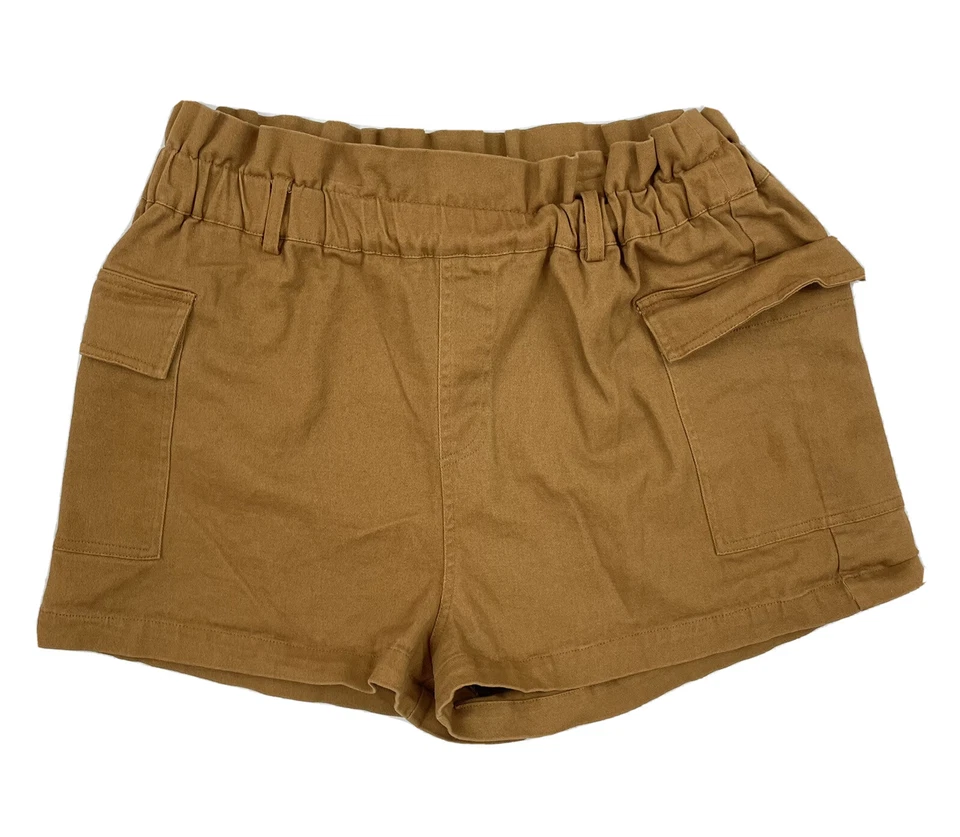 LA Hearts Pacsun Brown High Waist Cargo Paperbag Shorts Elastic Waist Stretch L - Image 2 of 4