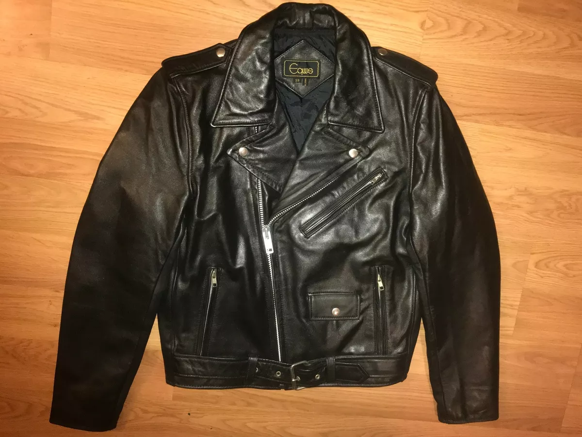 VTG 70S 80S NEW MENS 38 BLACK LEATHER MOTORCYCLE BIKER PUNK JACKET