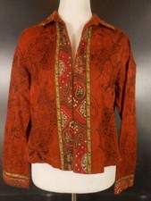 Beautiful Women's Size 0 Chico's Burnt Orange Paisley Buttonless Blazer Jacket