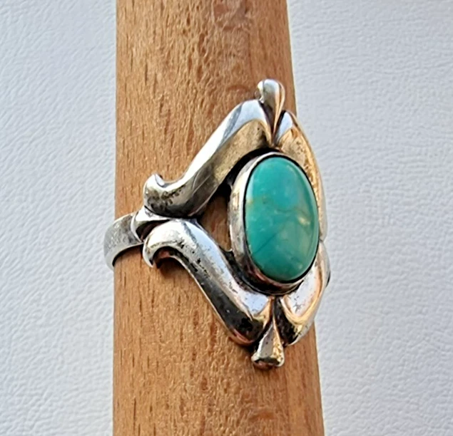BELL TRADING CO VINTAGE 925 STERLING SILVER NATURAL TURQUOISE RING SIZE 6 - Image 4 of 4