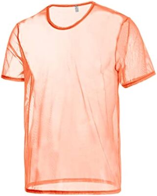 Zonbailon Mens Mesh Short Sleeve Shirts See Through T-Shirt Tops