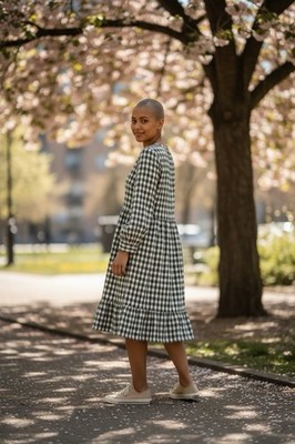 Vero Moda Gingham Dress Size 16 Cottagecore Prairie Olive Green White NWT Pocket