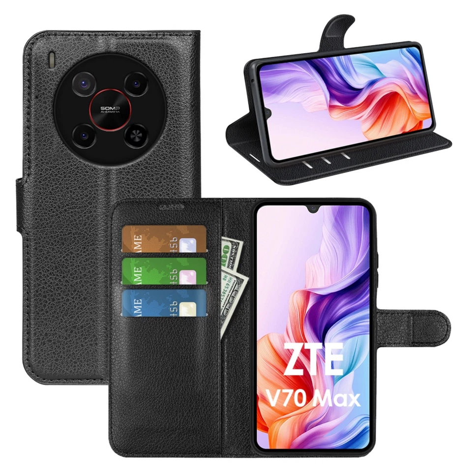 BETTERFON Handy Tasche für ZTE Blade V70 Max Flip Cover Wallet Case Hülle Etui Schwarz